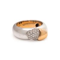 BICOLOR GOLD AND DIAMOND HEART 'I LOVE YOU' RING