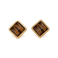 TIGER'S EYE AND YELLOW GOLD CLIP EARRINGS