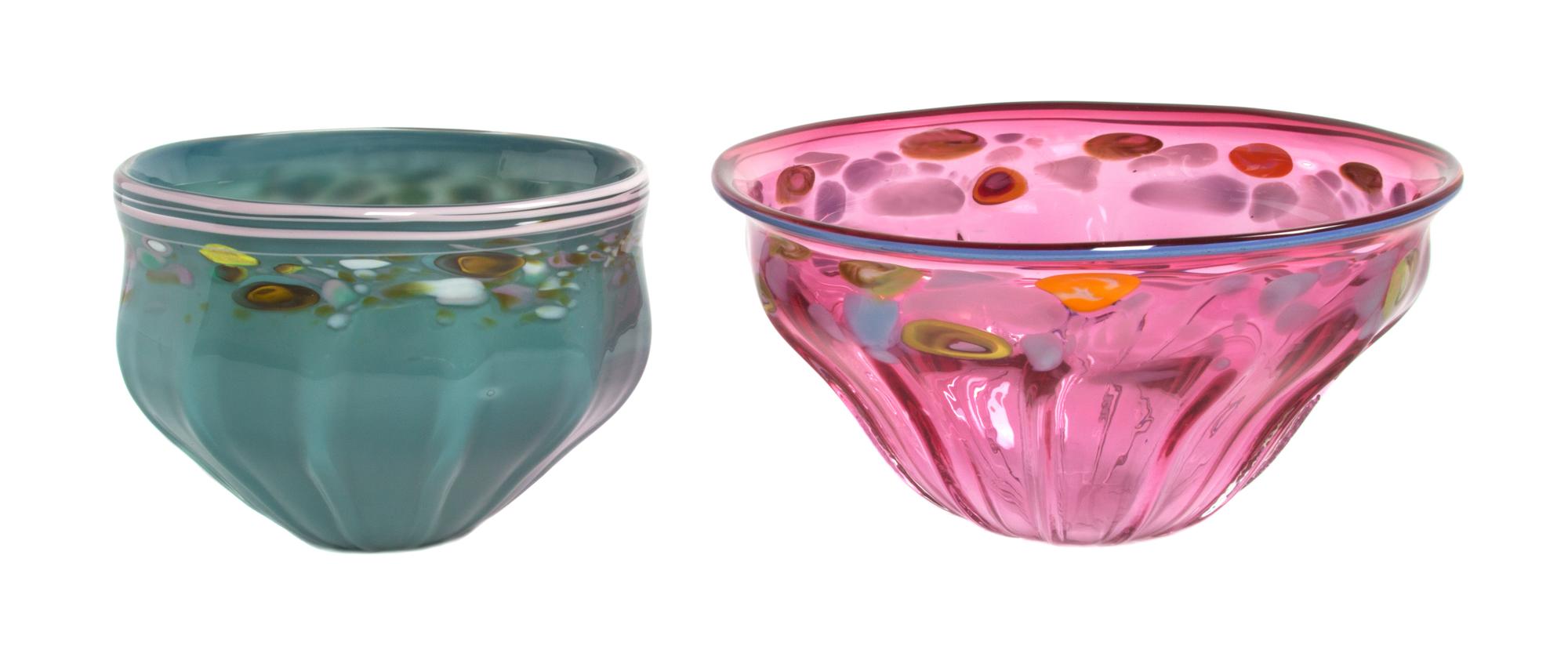 Two Studio Glass Bowls First: Height 4 3/4 x diameter 9 inches. — VERNON BREJCHA