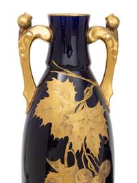 Two French Bleu de Tours Gilt Cobalt Porcelain Vases