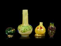 Four Chinese Transparent Five Color Overlay Glass Articles