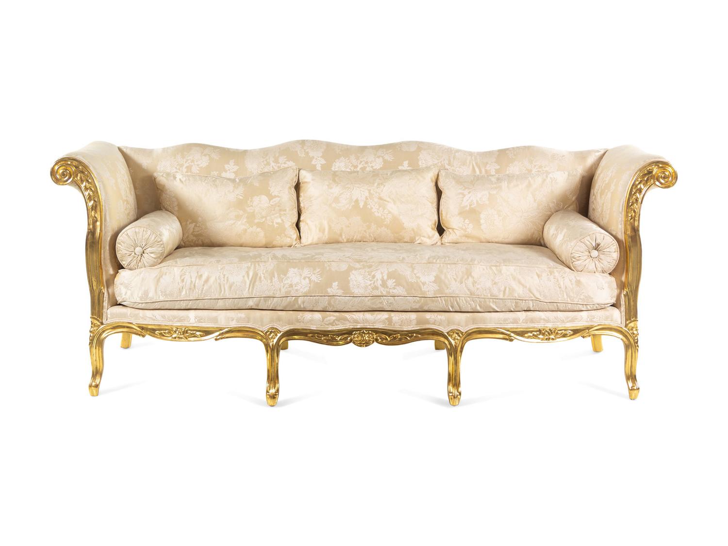 A Louis XV Style Giltwood Sofa