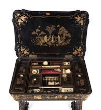 A Chinese Export Lacquer Sewing Table