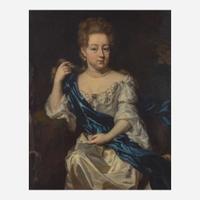 Circle of Johannes van der Stock (Dutch, active 1656-1676) Portrait of a Gentleman, Bust-Length; together with Portrait of a Lady with Blue Sash, Bust-Length (A Pair)