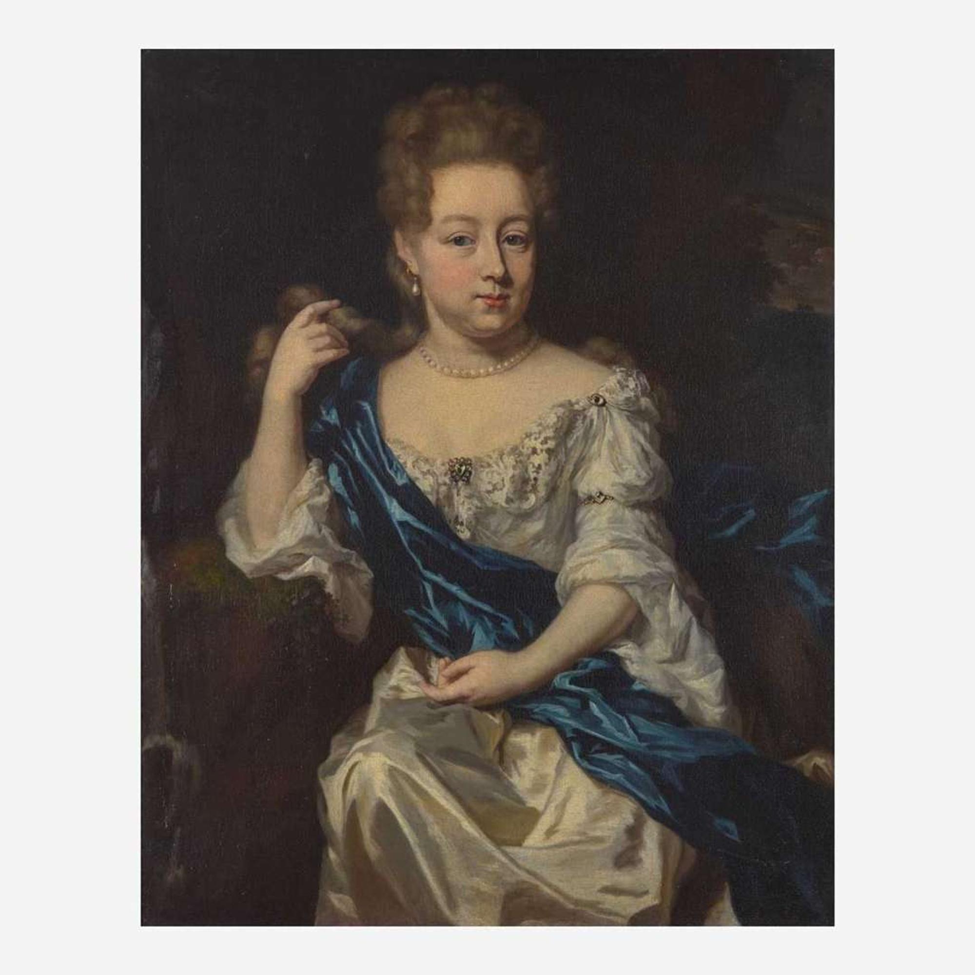 Circle of Johannes van der Stock (Dutch, active 1656-1676) Portrait of a Gentleman, Bust-Length; together with Portrait of a Lady with Blue Sash, Bust-Length (A Pair)