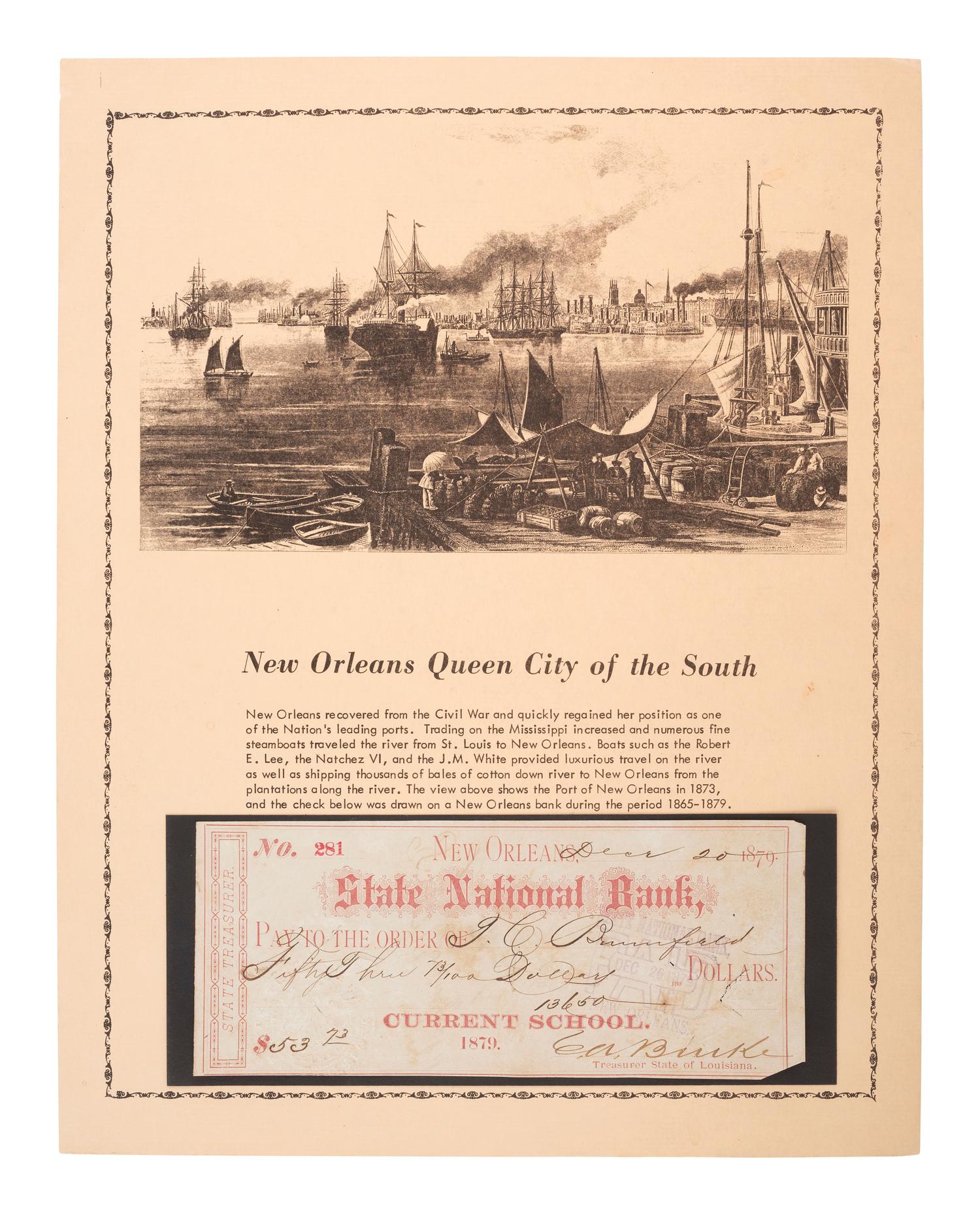 [BUSINESS - LOUISIANA]. Extensive group of 800+ checks & stock certificates, many from Louisiana.