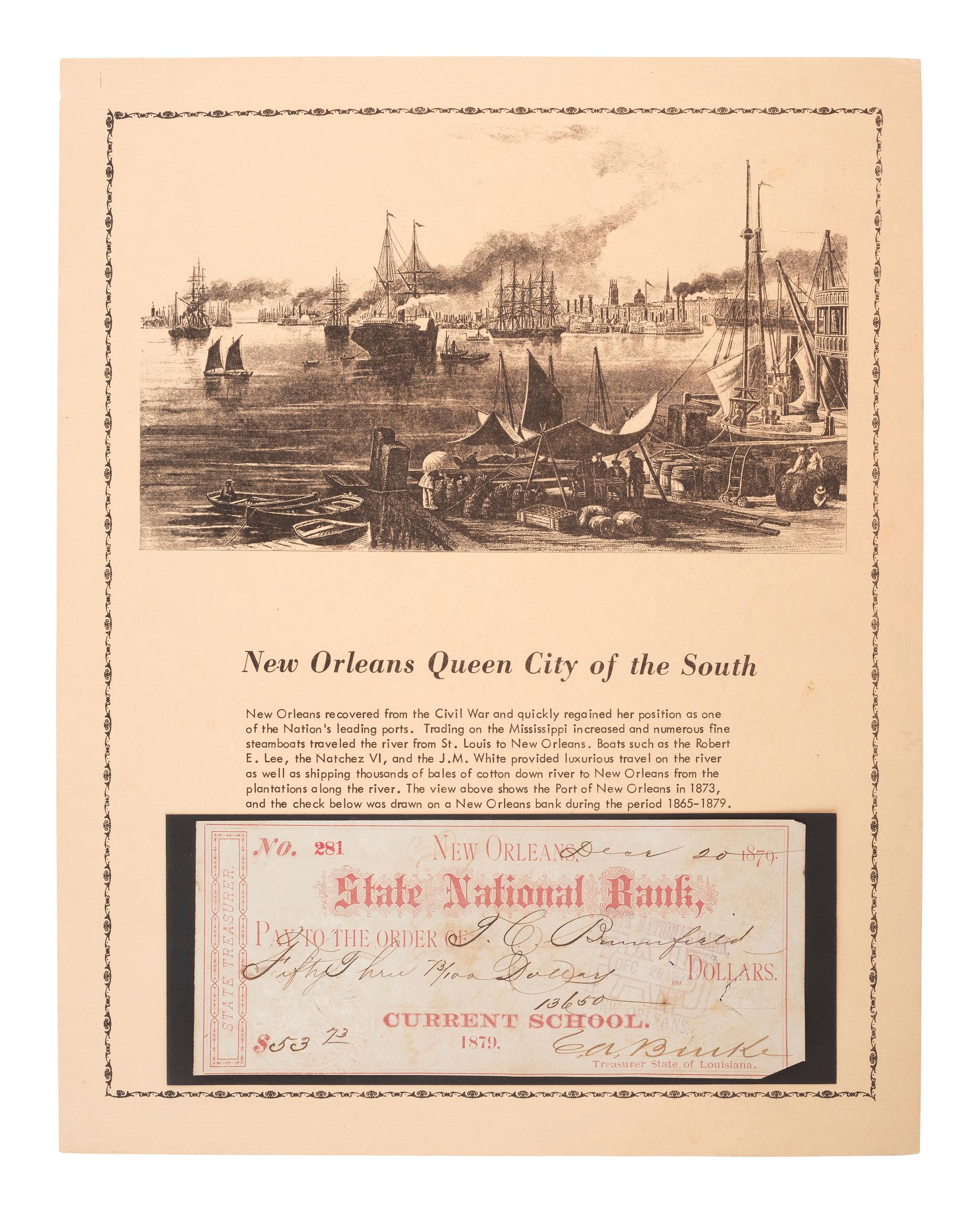 [BUSINESS - LOUISIANA]. Extensive group of 800+ checks & stock certificates, many from Louisiana.
