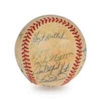 A Vintage Hall of Fame and Alumni Autograph Baseball - 21 Signatures Including Mickey Mantle (Beckett Authentication Services Letter),
