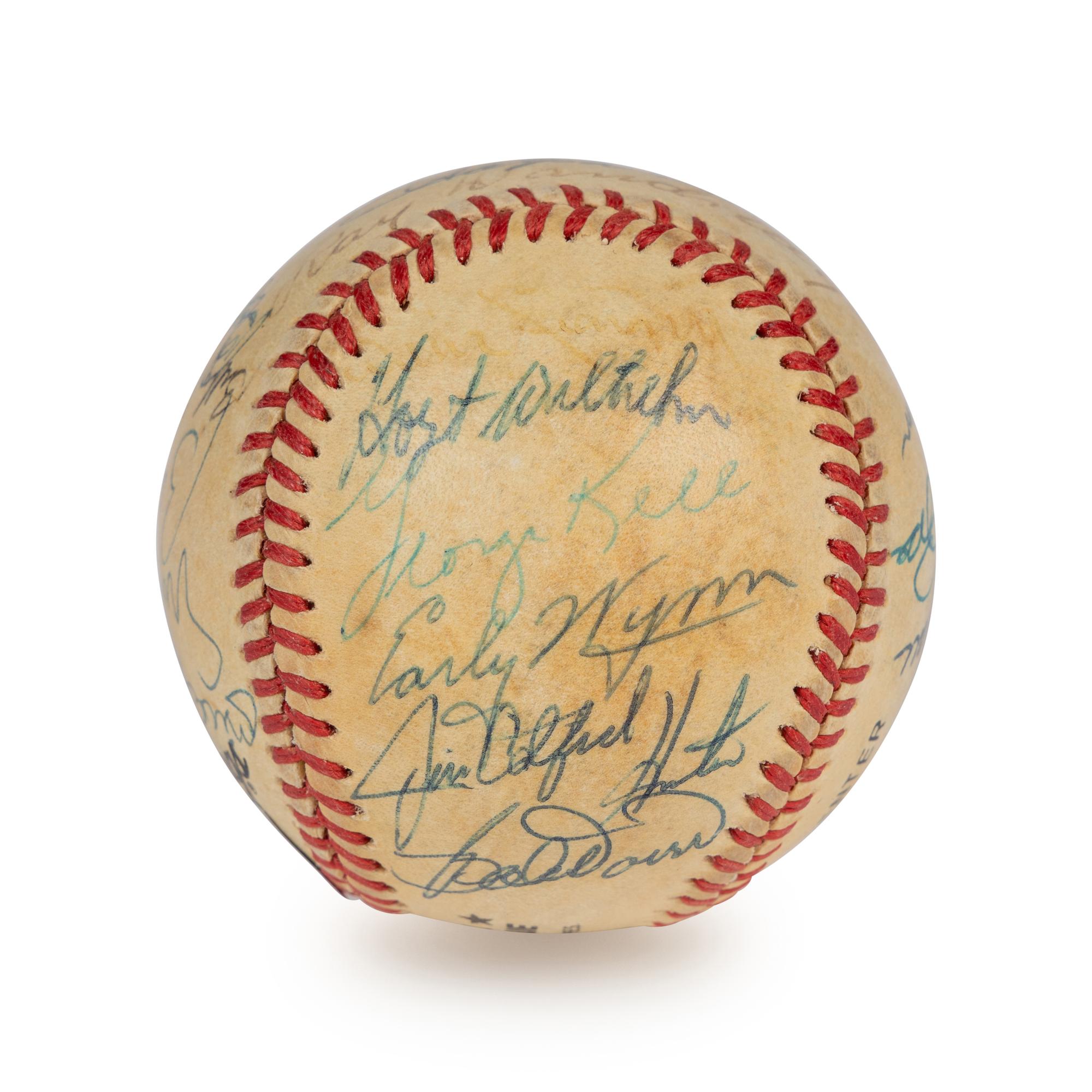 A Vintage Hall of Fame and Alumni Autograph Baseball - 21 Signatures Including Mickey Mantle (Beckett Authentication Services Letter),