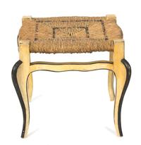 An Italian Rococo Style Painted Rush Seat Taboret Height 16 inches. — 20TH CENTURY