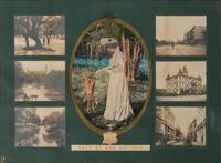 [TRANSPORTATION - RAILROAD]. Missouri, Kansas, & Texas Railway display featuring photographs of San Antonio, Texas. Ca 1890s.