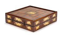 An Italian Marquetry Game Box Width 17 1/4 x depth 17 1/4 inches. — 18TH CENTURY