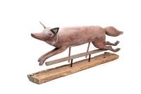 A Carved and Painted Wood Fox-Form Weathervane