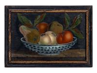 A Pair of Reverse-Painted Glass Fruit Still Life Panels