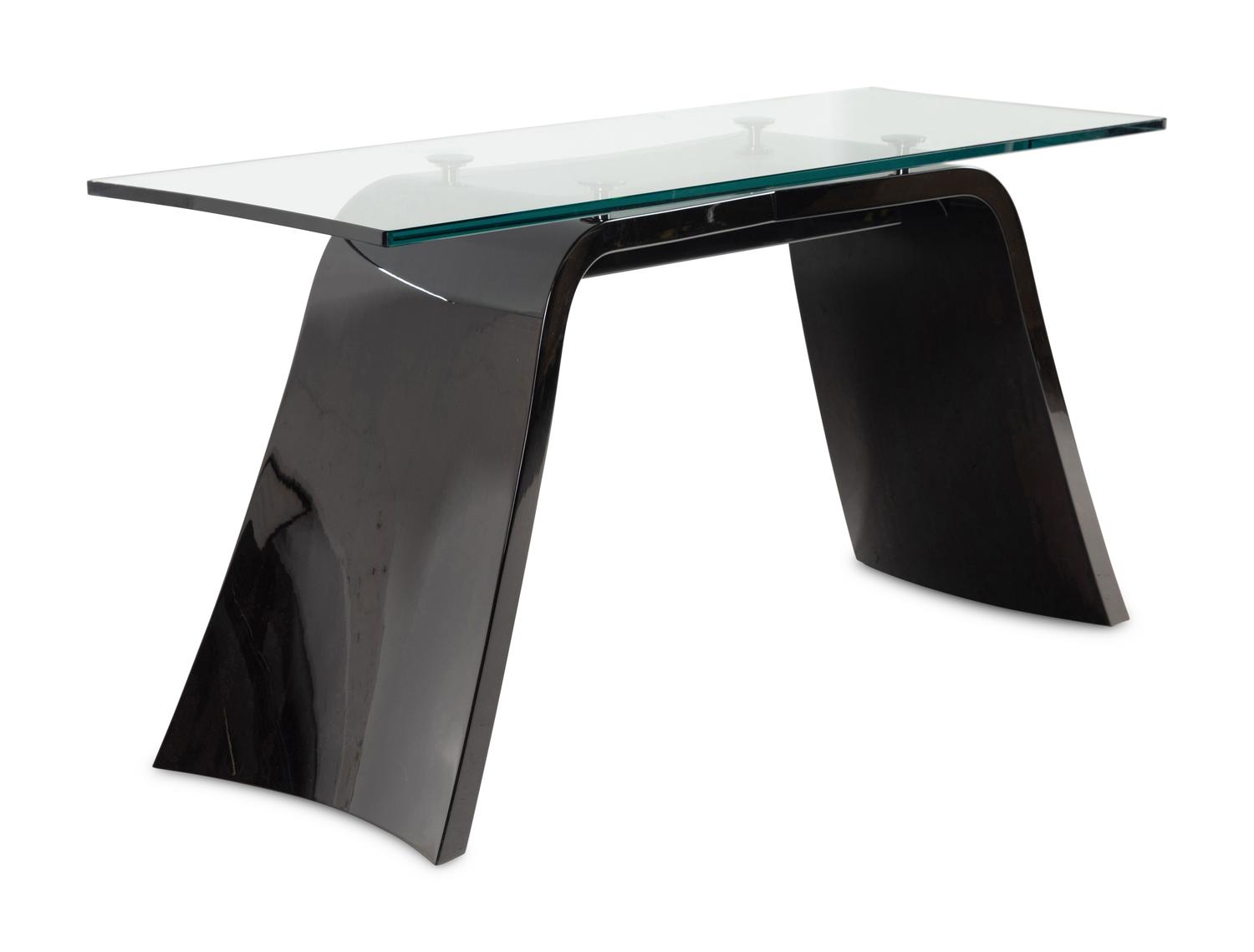 A Contemporary Lacquered Mahogany and Glass Console or Dressing Table