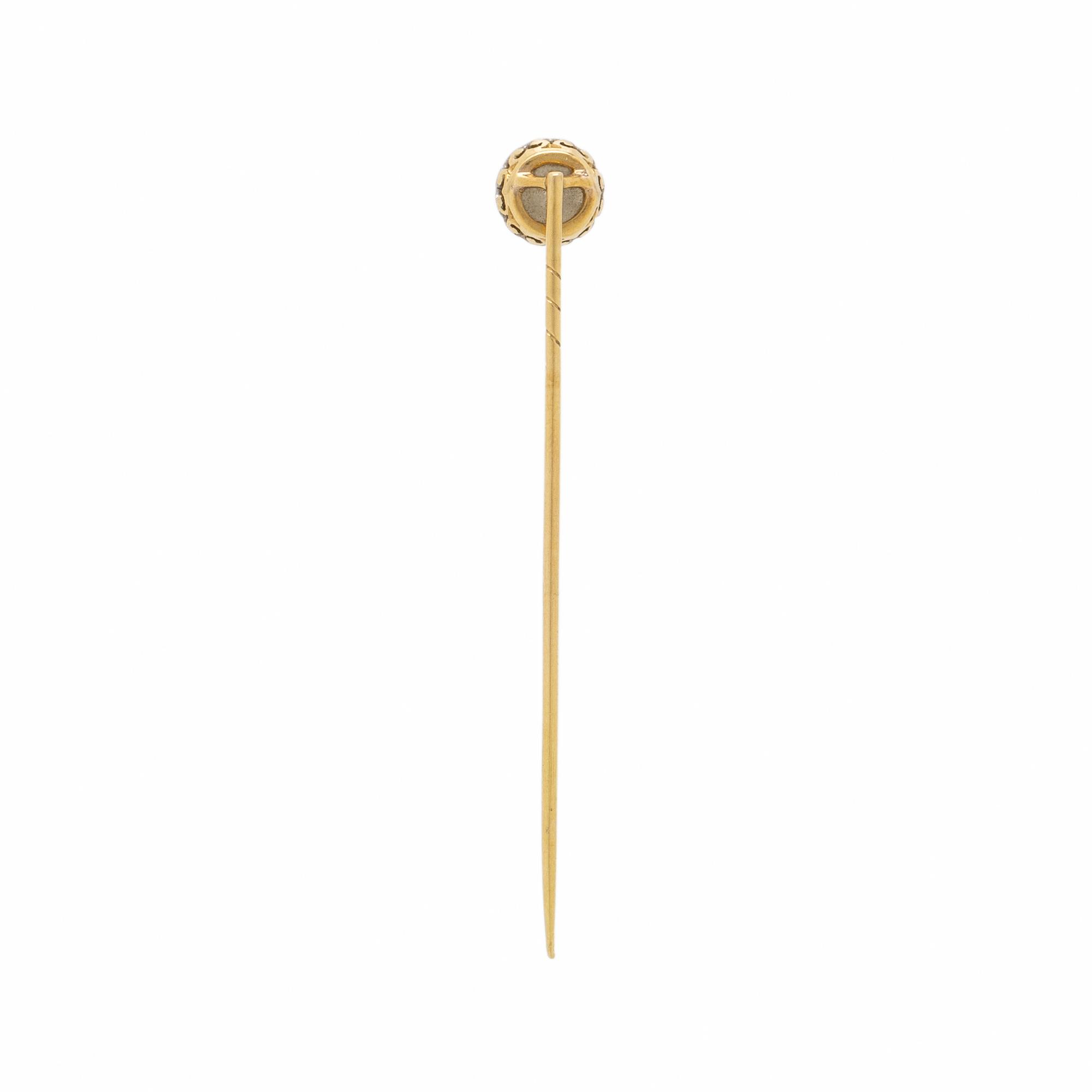 Diamond and Yellow Gold Stick Pin