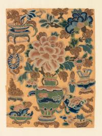 Two Chinese Embroidered Silk Panels Diameter of larger 13 7/8 inches. — 19TH CENTURY