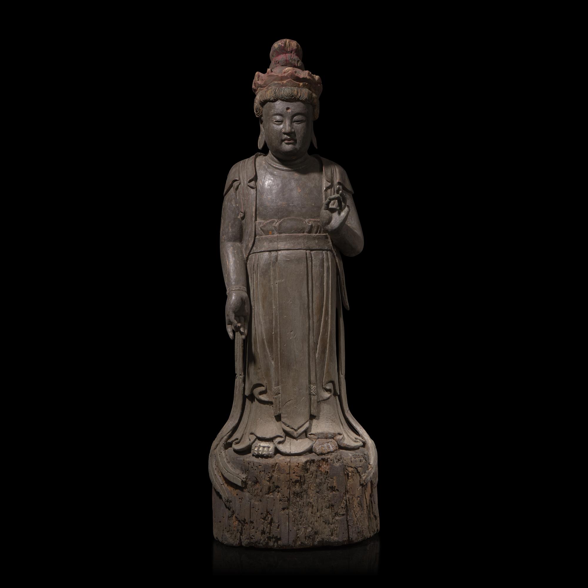 A Japanese Wood Figure of Kannon, Edo Period