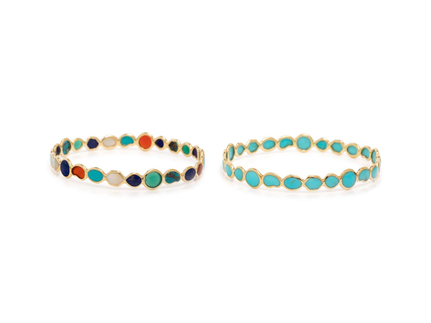 IPPOLITA, YELLOW GOLD AND GEMSTONE BANGLE BRACELETS