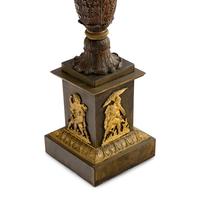 A Pair of French Parcel Gilt Bronze Columnar Lamps