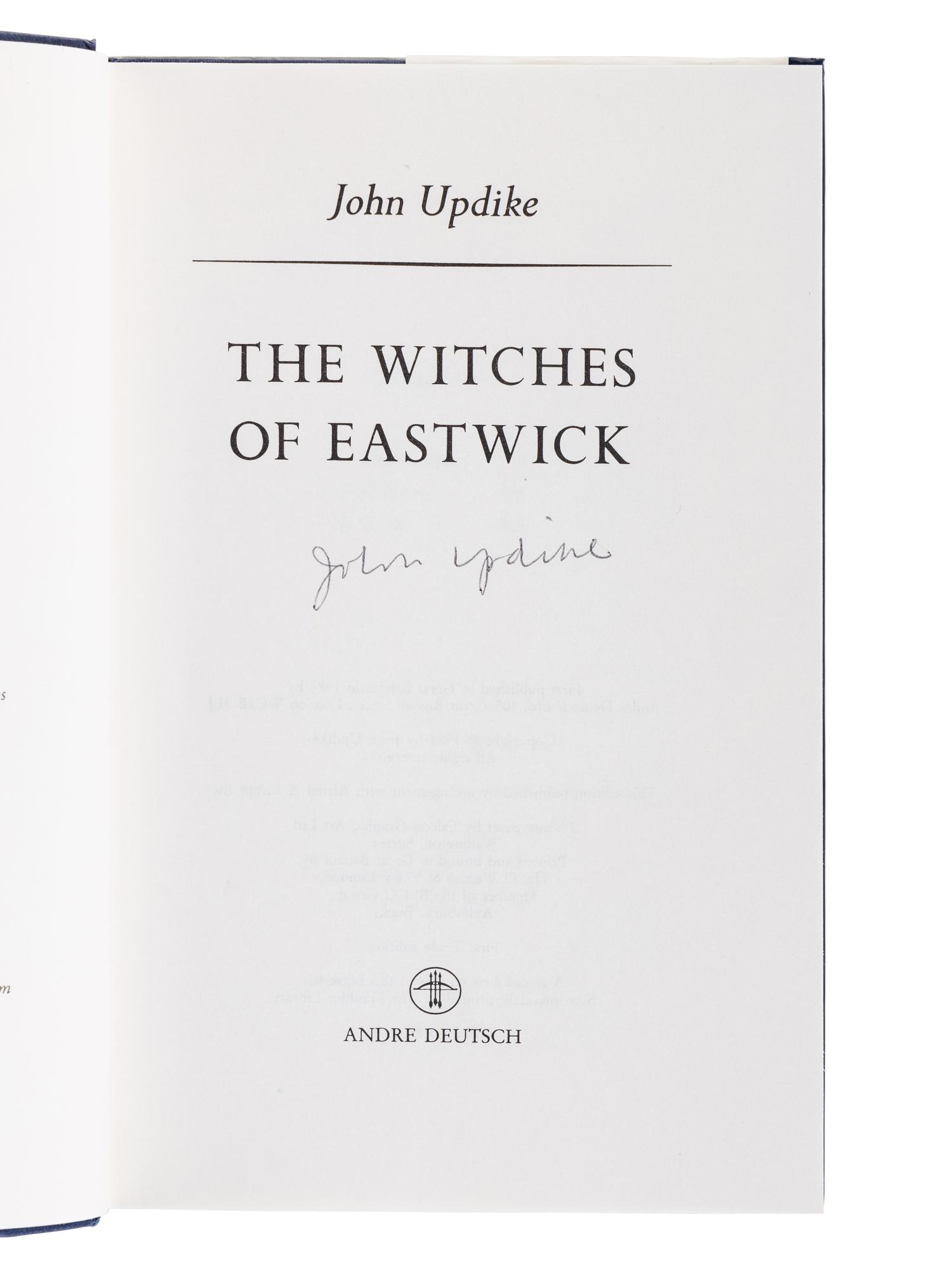 UPDIKE, John (1932-2009). The Witches of Eastwick . Barnstable, MA: Crane’s Duplicating Service, for: New York: Alfred A. Knopf, 1984.
