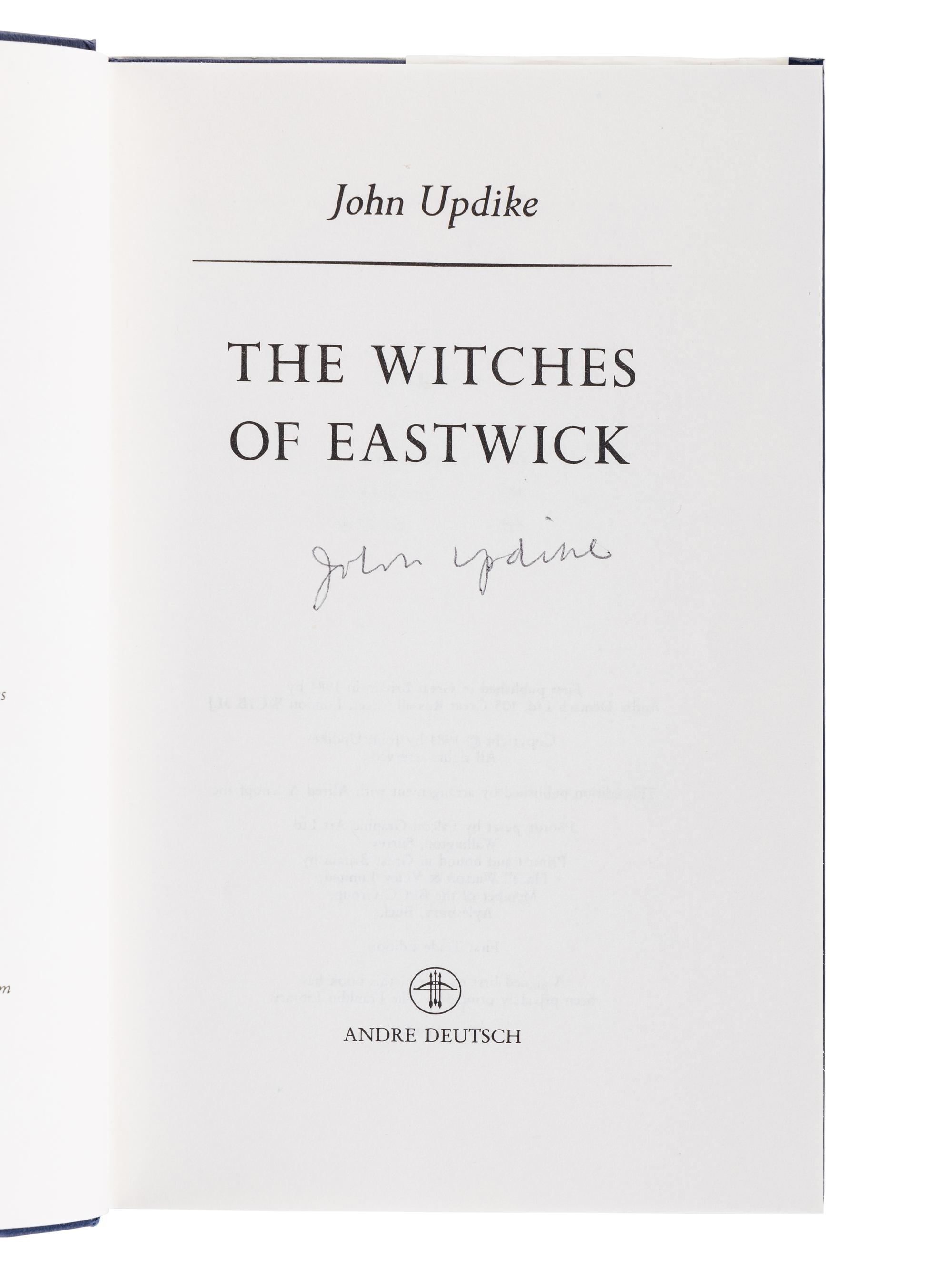 UPDIKE, John (1932-2009). The Witches of Eastwick . Barnstable, MA: Crane’s Duplicating Service, for: New York: Alfred A. Knopf, 1984.