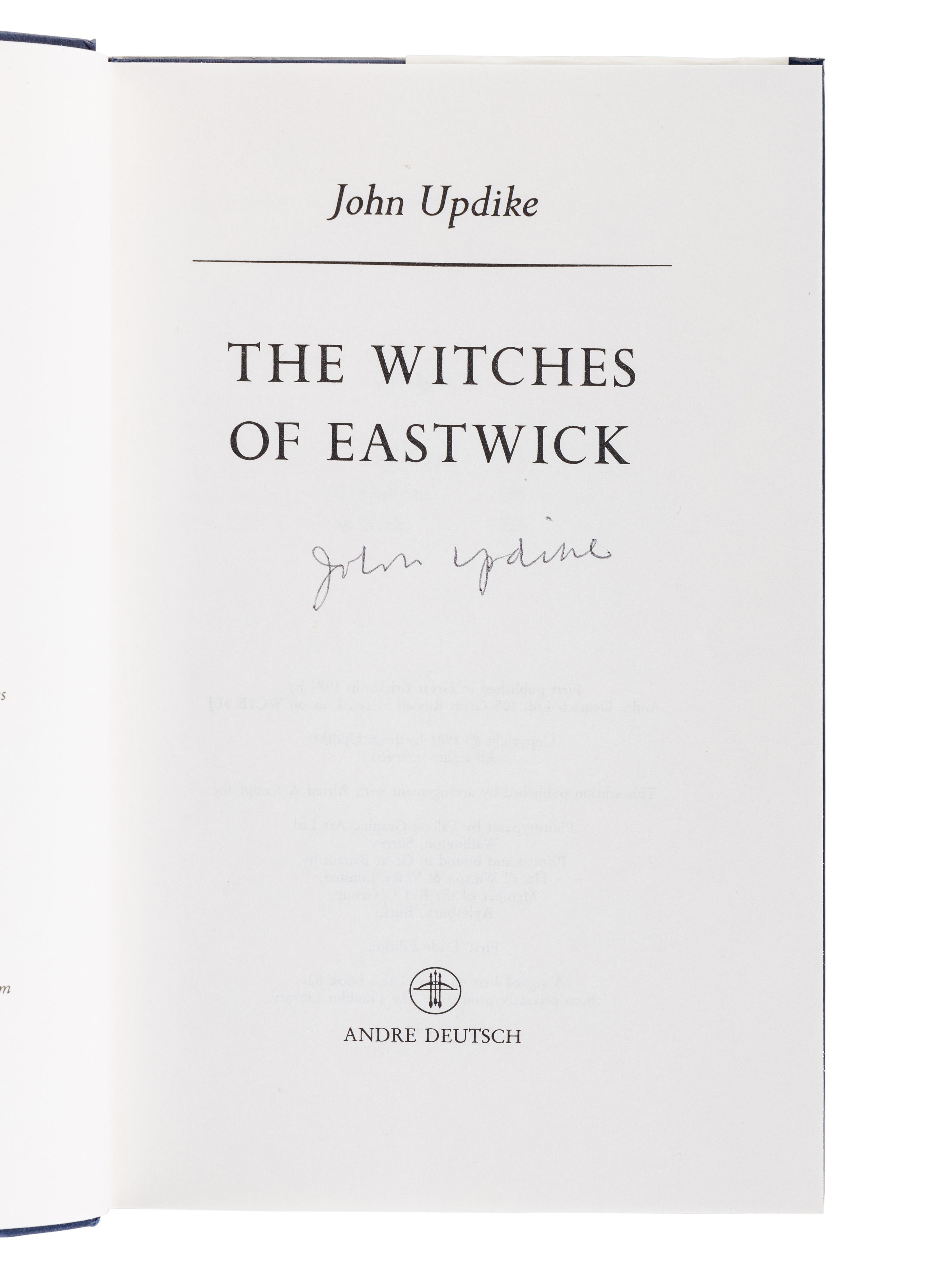 UPDIKE, John (1932-2009). The Witches of Eastwick . Barnstable, MA: Crane’s Duplicating Service, for: New York: Alfred A. Knopf, 1984.