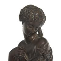 Continental School 19th Century, A Patinated Bronze Figure of a Lady with Bird