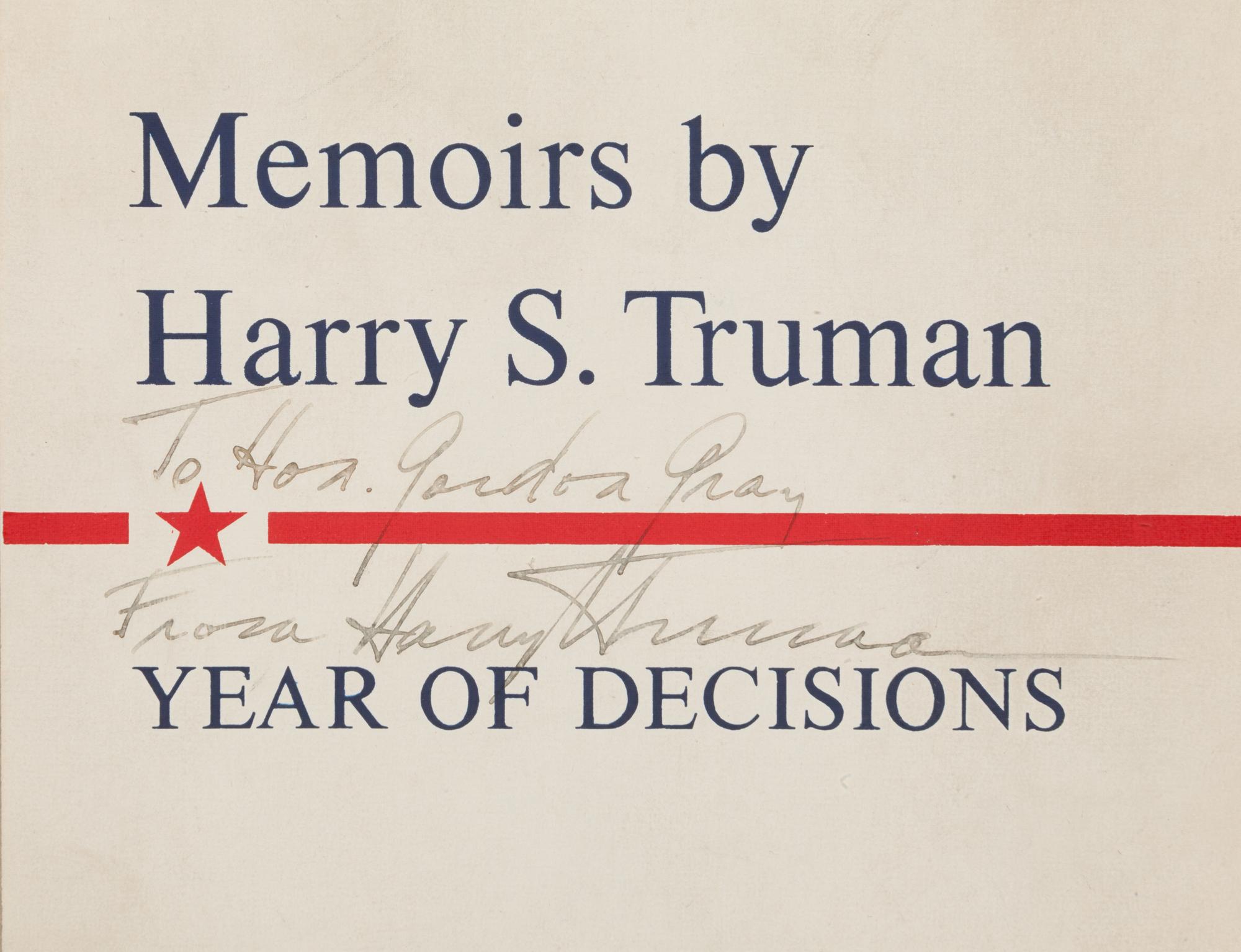 TRUMAN, Harry S. (1884-1972). Memoirs . Garden City, New York: Doubleday & Company, Inc., 1955-1956.