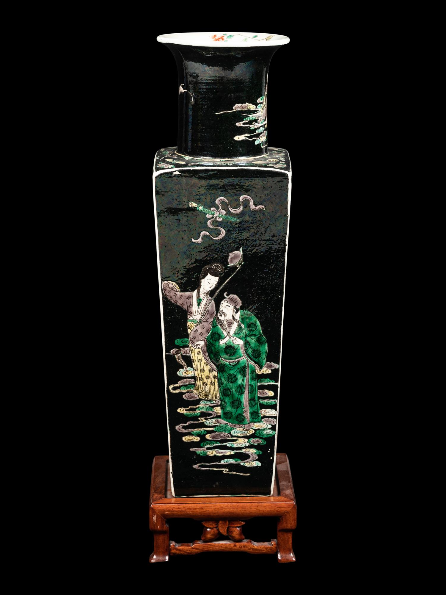A Famille Noire Porcelain 'Immortals' Vase