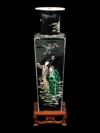A Famille Noire Porcelain 'Immortals' Vase