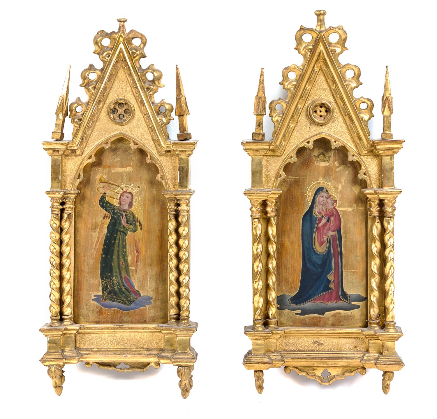 Two Continental Painted Altar Panels Height 22 x width 8 1/2 inches. — MANNER OF MARIOTTO DI NARDO, 19TH CENTURY