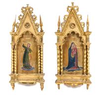 Two Continental Painted Altar Panels Height 22 x width 8 1/2 inches. — MANNER OF MARIOTTO DI NARDO, 19TH CENTURY