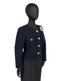 Chanel Blue Tweed Jacket and Camellia Brooch, 1990s