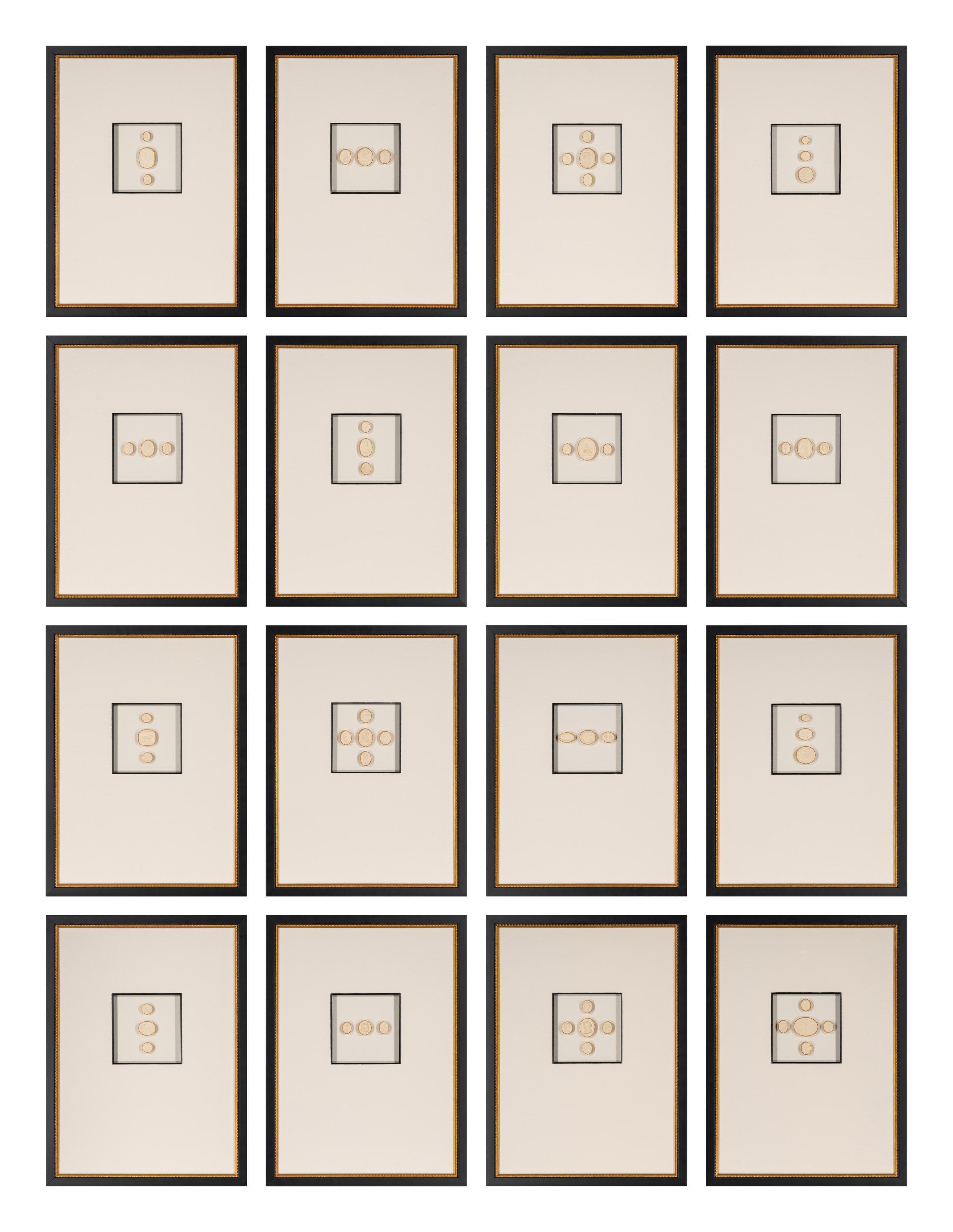 Sixteen Framed Groups of Grand Tour Plaster Intaglios