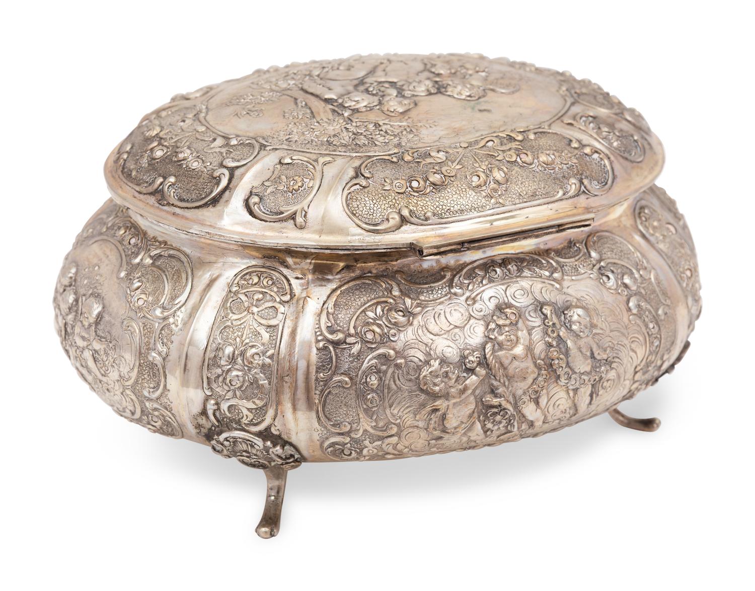 A Large German Repousse Silver Box