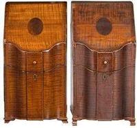 Pair of large inlaid figured maple knife boxes early 19th century