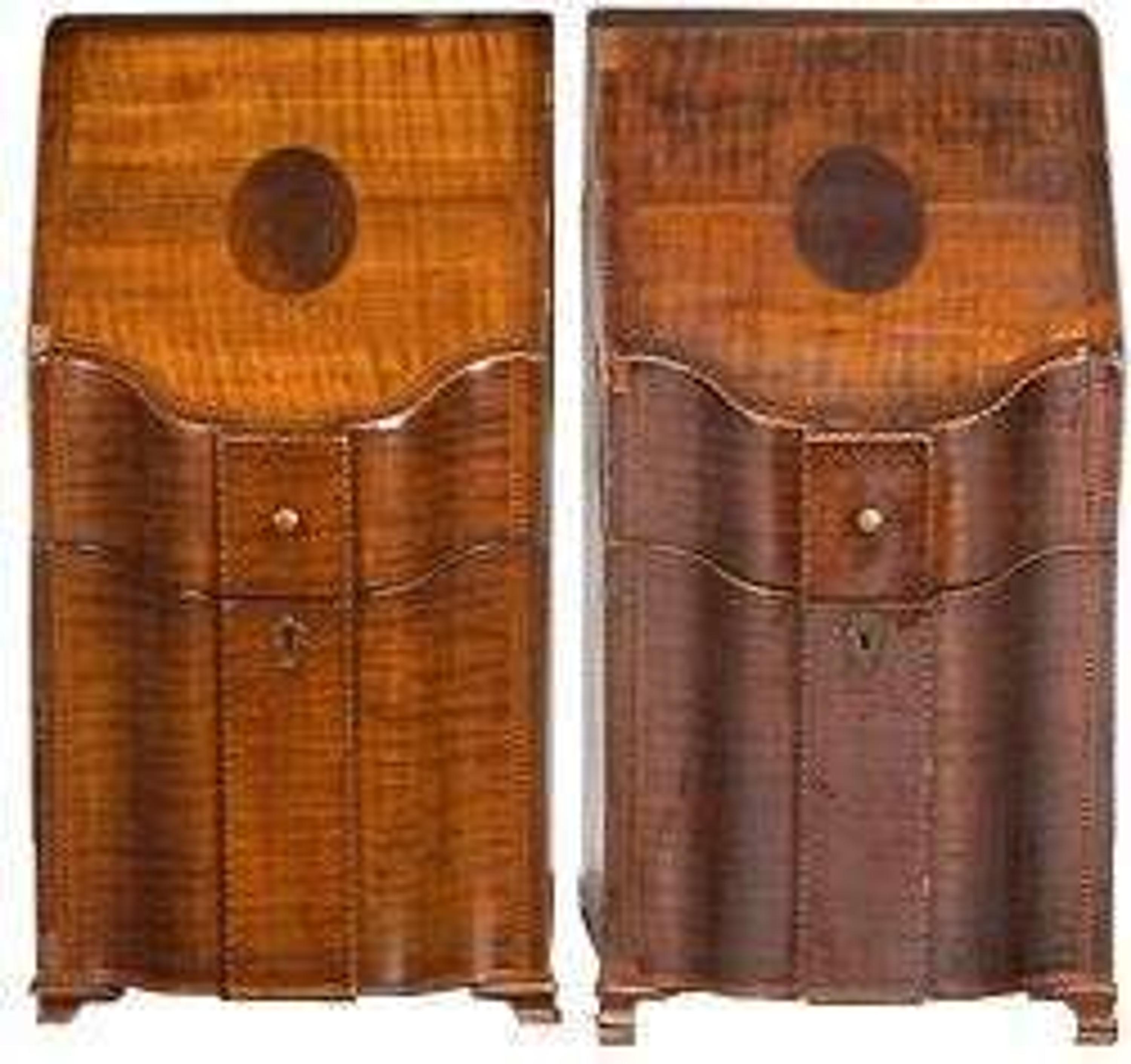 Pair of large inlaid figured maple knife boxes early 19th century