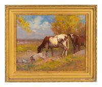 Two Cows in an Autumn Landscape