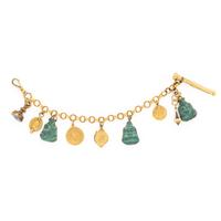YELLOW GOLD, MULTIGEM, AND ENAMEL CHARM BRACELET