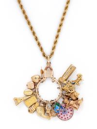 YELLOW GOLD CHARM NECKLACE