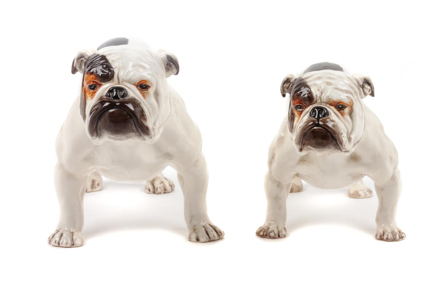 Two Royal Doulton Bulldogs Width of wider 9 inches.