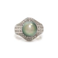 CULTURED TAHITIAN PEARL AND DIAMOND RING