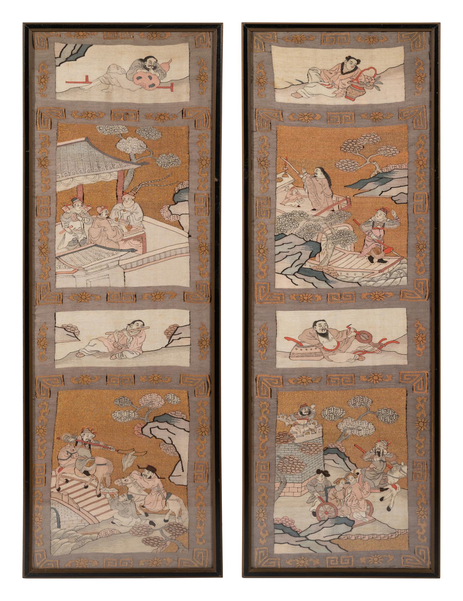 Two Chinese Kesi Silk Panels