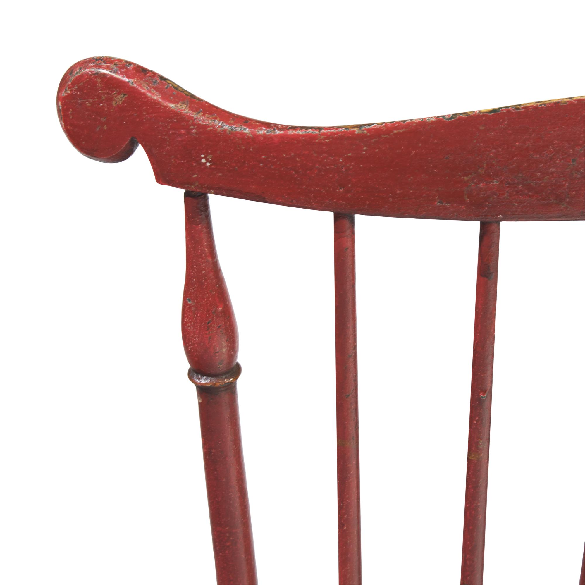 A Pair of Red-Painted Fan-Back Windsor Side Chairs