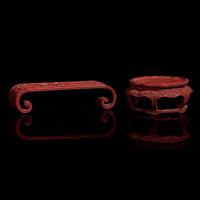 Two Chinese Lacquer Stands, 19th-20th Century 晚清民國 剔紅座子兩件