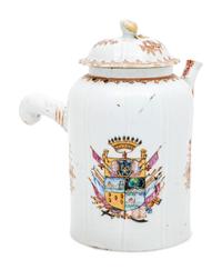 A Chinese Export Porcelain Armorial Spanish Market Coffee Pot and Cover