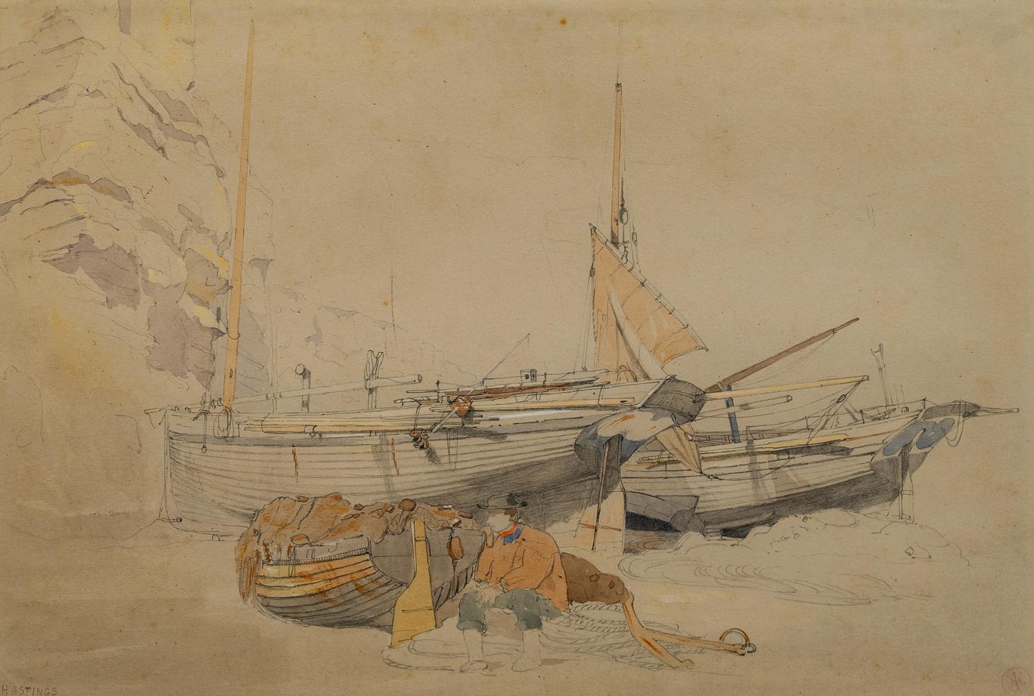 Fishing Boats Beneath the Cliffs, Hastings