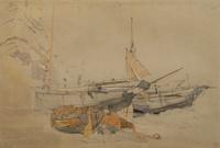 Fishing Boats Beneath the Cliffs, Hastings