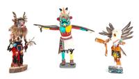 Three Contemporary Carved Wood Kachinas Height of largest 15 inches